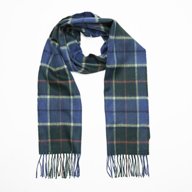 Merino Scarf in Green and Blue Check