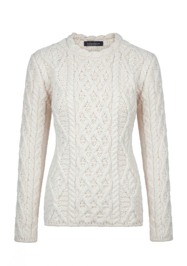 Cable Aran Knit Sweater in White
