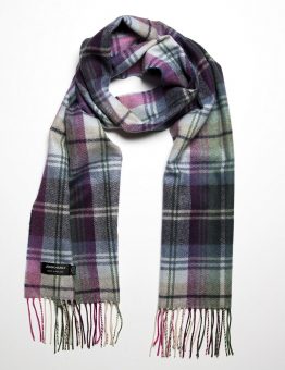 Merino Scarf in Green, Blue and Pink Plaid