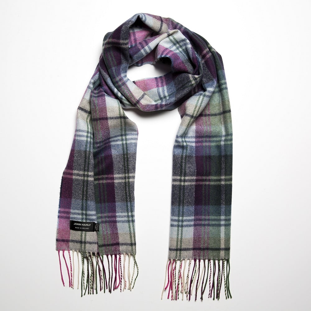 Merino Scarf in Green, Blue and Pink Plaid