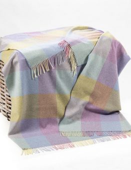 Pink, Blue, Yellow and Lilac Lambswool Blanket