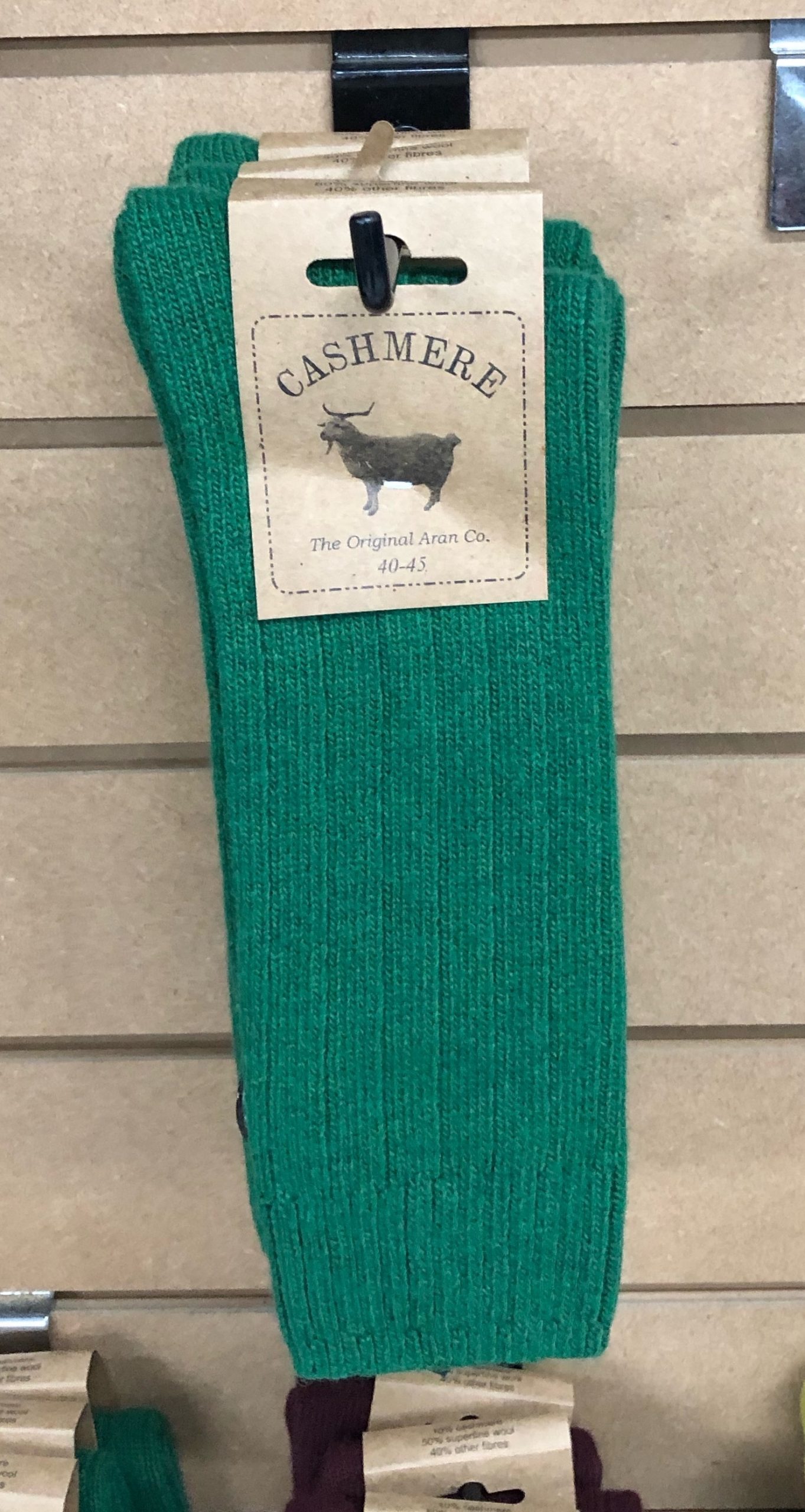 Cashmere and Wool Bright Green Socks in Size 7-11