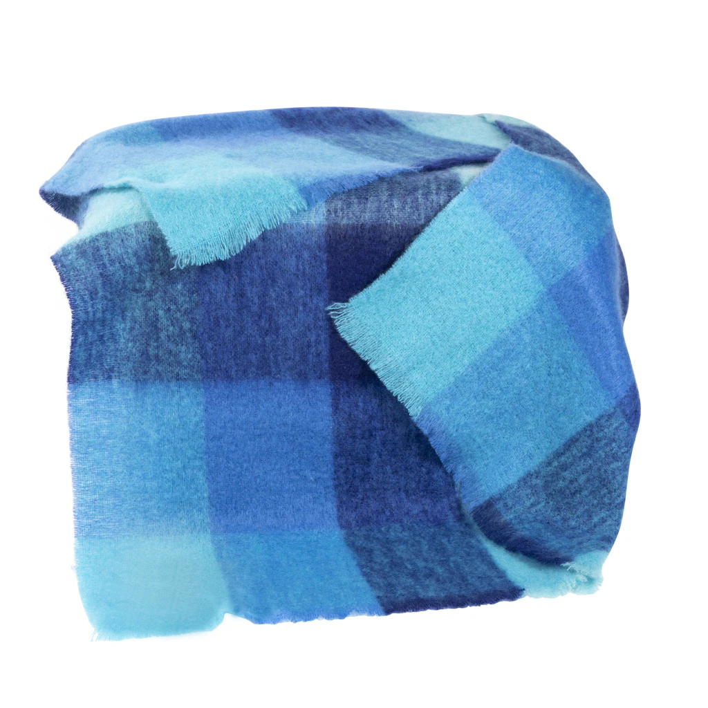 Mohair Blanket in Blue Tartan