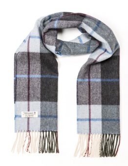 Lambswool Scarf in Grey and Blue Check