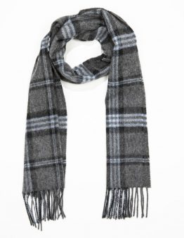 Lambswool Scarf in Grey and White Check