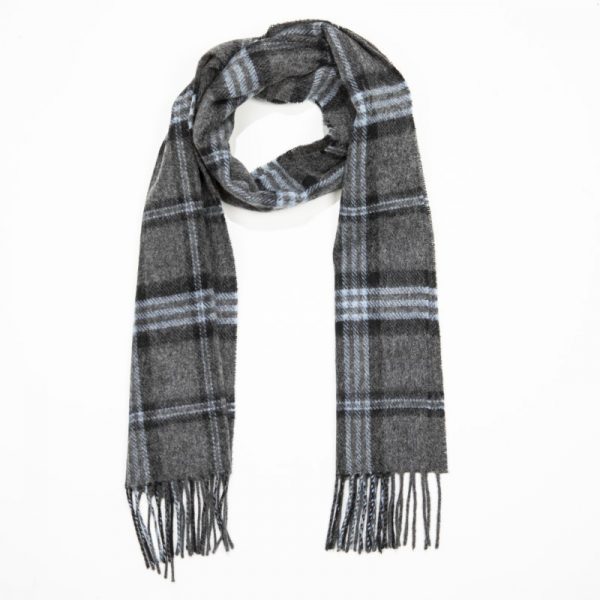 Lambswool Scarf in Grey and White Check