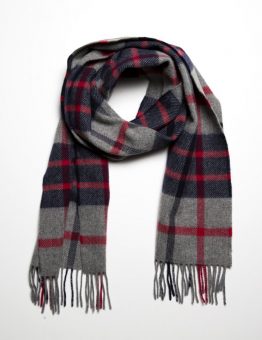 Lambswool Scarf in Grey and Red Check