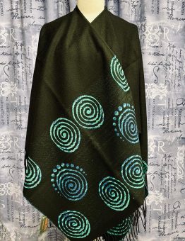 Black with Blue and Green Celtic Swirl Shawl