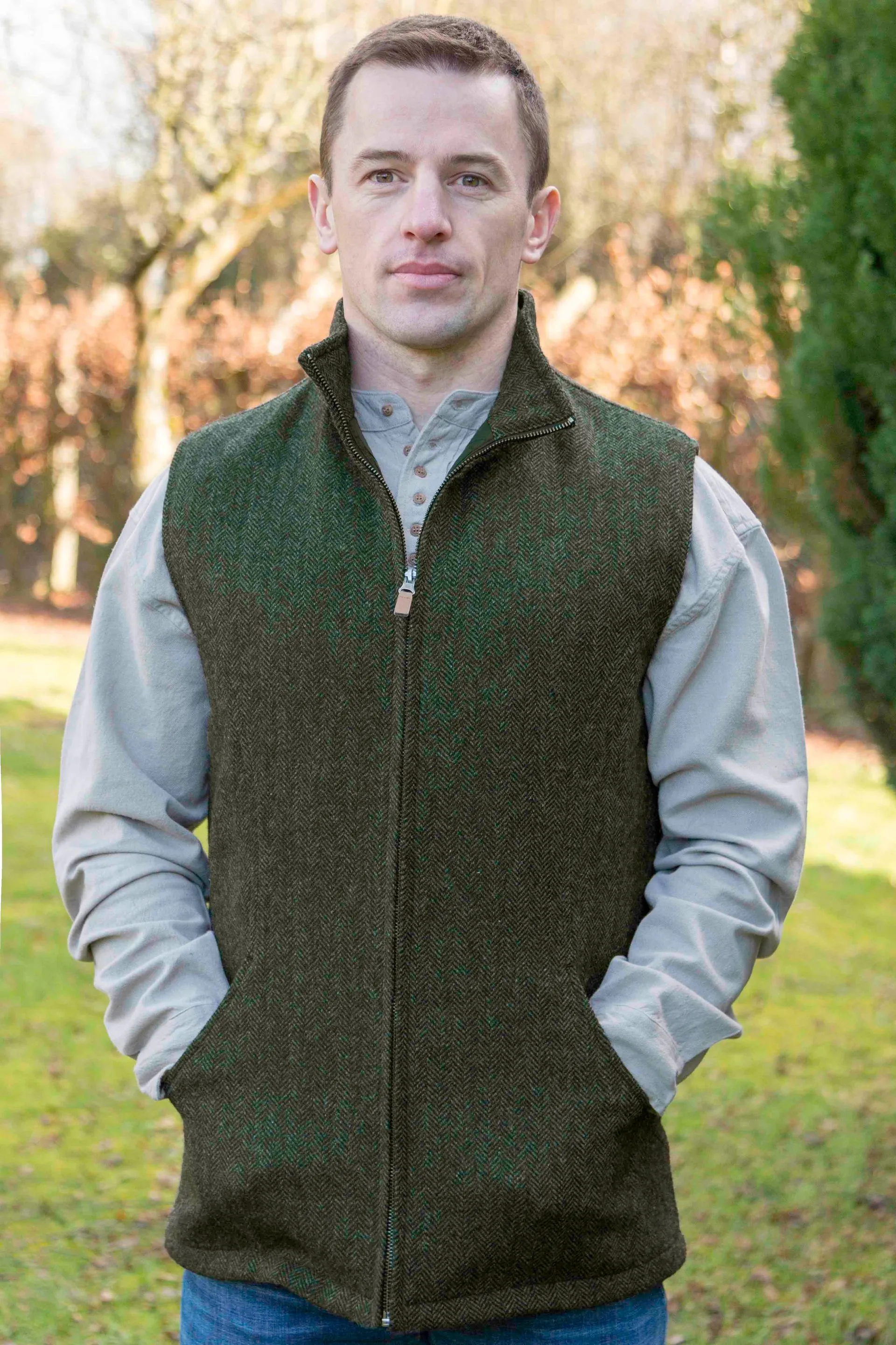 Green Tweed Wool Body Warmer
